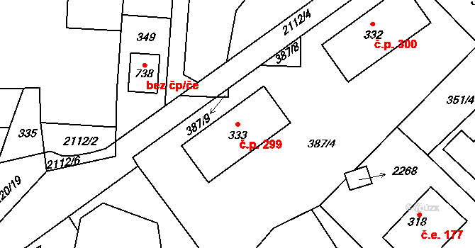 Lipnice nad Sázavou 299 na parcele st. 333 v KÚ Lipnice nad Sázavou, Katastrální mapa