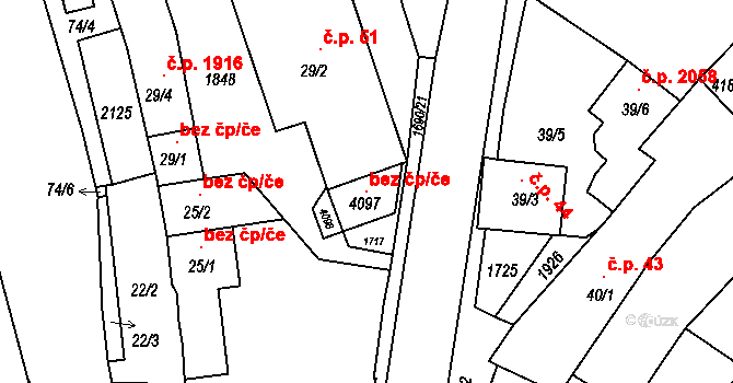 Říčany 96918721 na parcele st. 4097 v KÚ Říčany u Prahy, Katastrální mapa