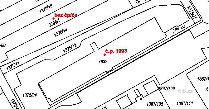 Beroun-Město 1993, Beroun na parcele st. 7832 v KÚ Beroun, Katastrální mapa