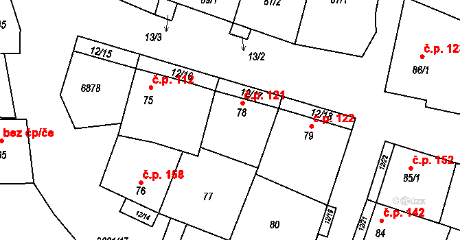 Brumovice 121 na parcele st. 78 v KÚ Brumovice, Katastrální mapa
