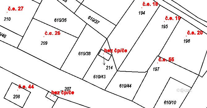 Tuchořice 102334722 na parcele st. 214 v KÚ Nečemice, Katastrální mapa