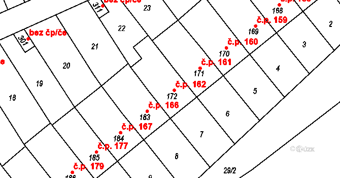 Přerov III-Lověšice 162, Přerov na parcele st. 172 v KÚ Lověšice u Přerova, Katastrální mapa