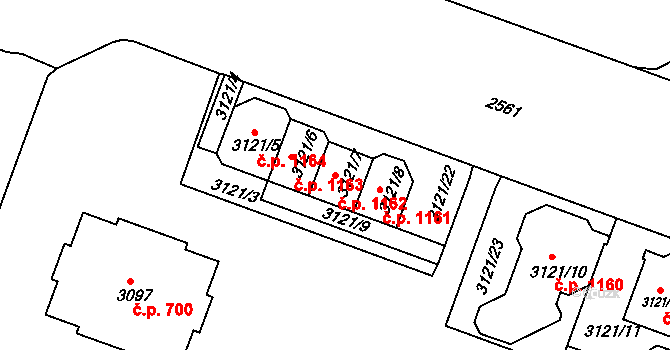 Lyžbice 1162, Třinec na parcele st. 3121/7 v KÚ Lyžbice, Katastrální mapa