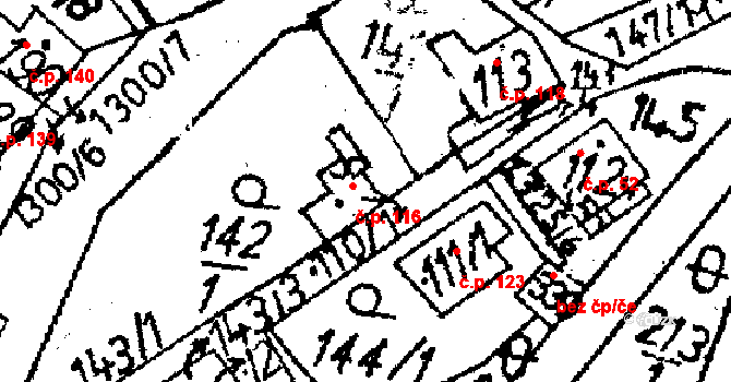 Markvartice 116, Jablonné v Podještědí na parcele st. 110/1 v KÚ Markvartice v Podještědí, Katastrální mapa
