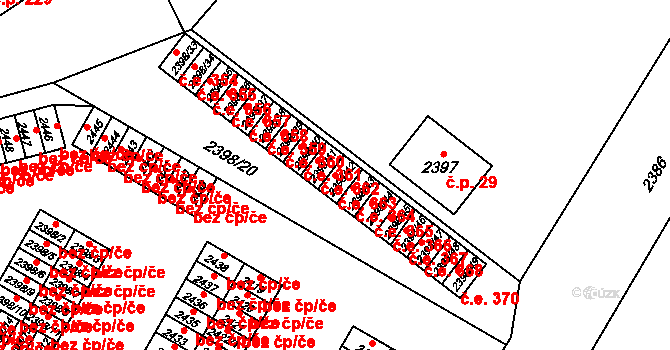 Nový Bor 363 na parcele st. 2398/42 v KÚ Nový Bor, Katastrální mapa