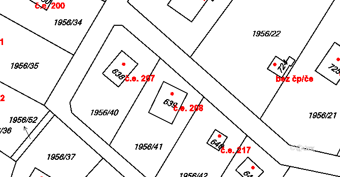 Prosečnice 208, Krhanice na parcele st. 639 v KÚ Krhanice, Katastrální mapa