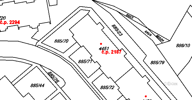 Blansko 2187 na parcele st. 4451 v KÚ Blansko, Katastrální mapa