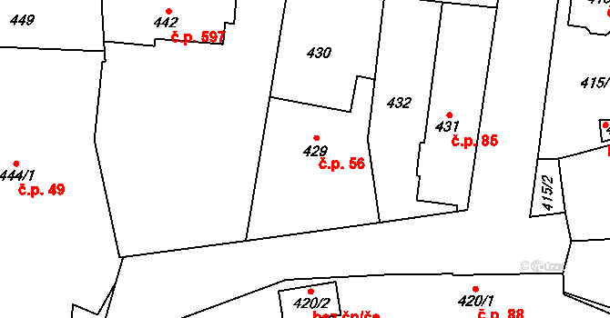 Kosmonosy 56 na parcele st. 429 v KÚ Kosmonosy, Katastrální mapa