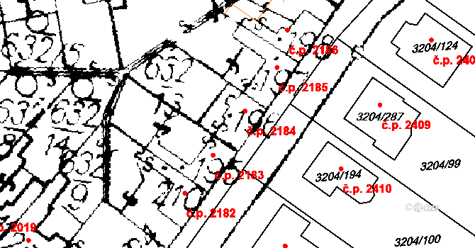 Podlusky 2184, Roudnice nad Labem na parcele st. 196 v KÚ Podlusky, Katastrální mapa