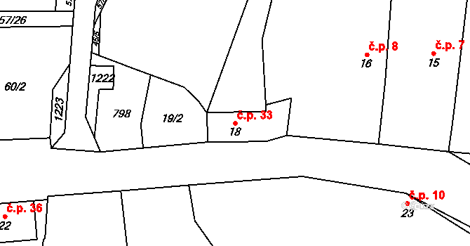 Koválovice u Tištína 33, Koválovice-Osíčany na parcele st. 18 v KÚ Koválovice u Tištína, Katastrální mapa