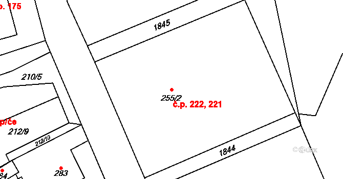 Kocléřov 221,222, Vítězná na parcele st. 255/2 v KÚ Kocléřov, Katastrální mapa