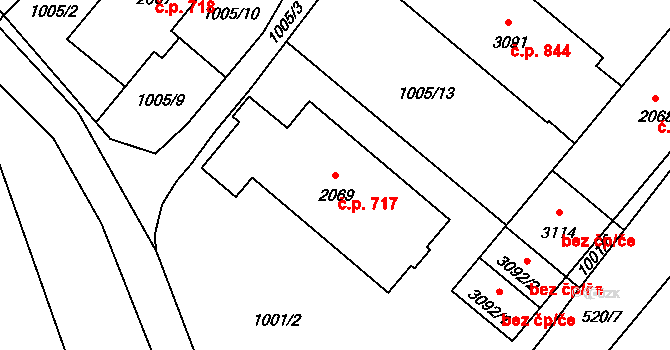 Úšovice 717, Mariánské Lázně na parcele st. 2069 v KÚ Úšovice, Katastrální mapa