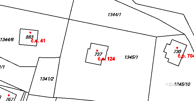 Bublava 124 na parcele st. 737 v KÚ Bublava, Katastrální mapa