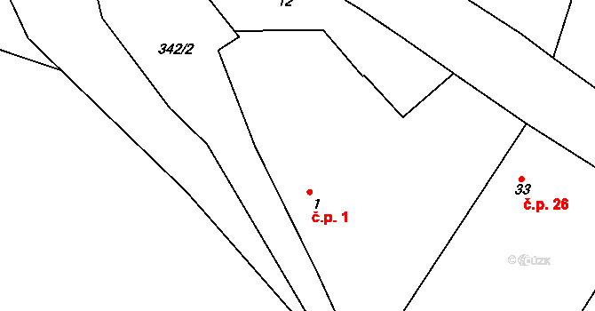 Horka 1, Bakov nad Jizerou na parcele st. 1 v KÚ Horka u Bakova nad Jizerou, Katastrální mapa