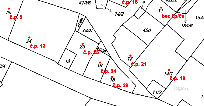 Malý Jeníkov 24, Strmilov na parcele st. 19 v KÚ Malý Jeníkov, Katastrální mapa