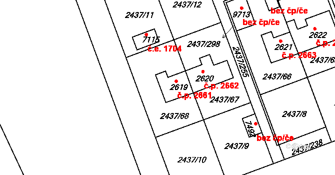 Hodonín 2661 na parcele st. 2619 v KÚ Hodonín, Katastrální mapa