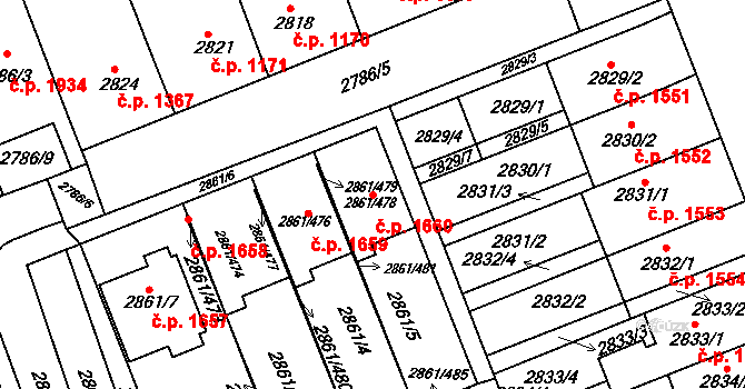 Strážnice 1660 na parcele st. 2861/478 v KÚ Strážnice na Moravě, Katastrální mapa