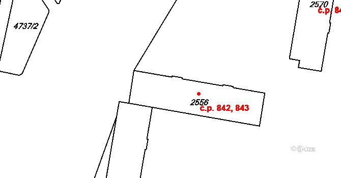 České Budějovice 3 842,843, České Budějovice na parcele st. 2556 v KÚ České Budějovice 3, Katastrální mapa