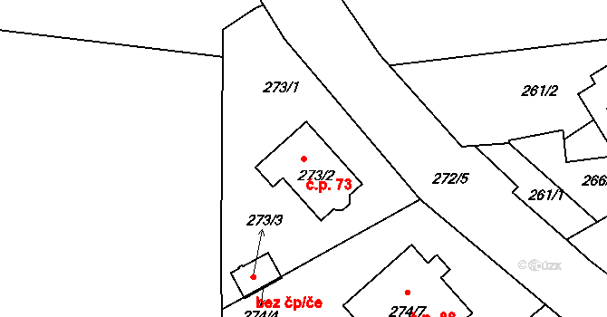 Heroltice 73, Jihlava na parcele st. 273/2 v KÚ Heroltice u Jihlavy, Katastrální mapa
