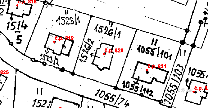 Rychnov u Jablonce nad Nisou 820 na parcele st. 1526/2 v KÚ Rychnov u Jablonce nad Nisou, Katastrální mapa