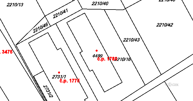 Kroměříž 1780 na parcele st. 4499 v KÚ Kroměříž, Katastrální mapa