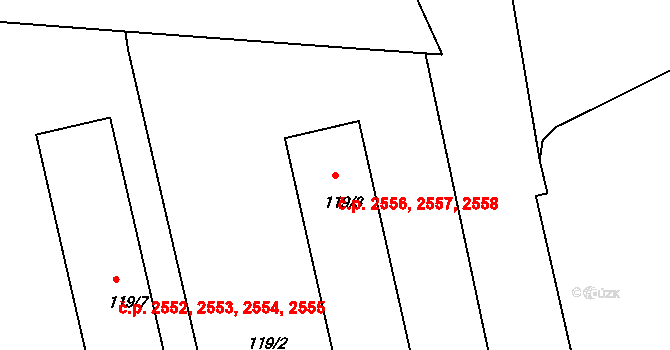 Varnsdorf 2556,2557,2558 na parcele st. 119/3 v KÚ Varnsdorf, Katastrální mapa