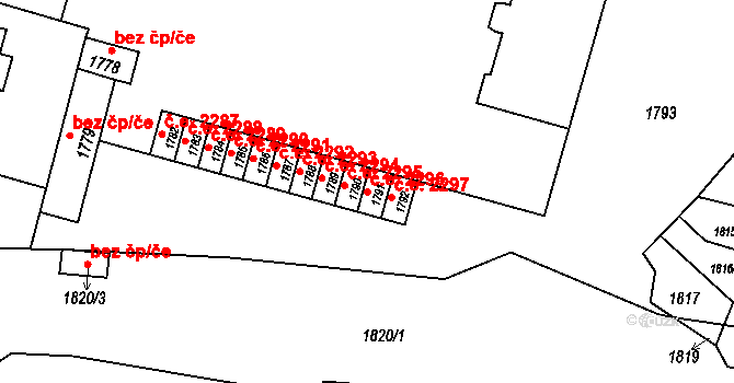 Hlubočky 2296 na parcele st. 1791 v KÚ Hlubočky, Katastrální mapa