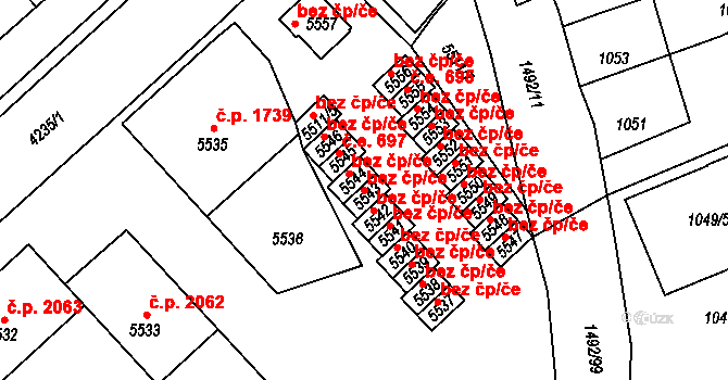 Kladno 44379722 na parcele st. 5543 v KÚ Kročehlavy, Katastrální mapa