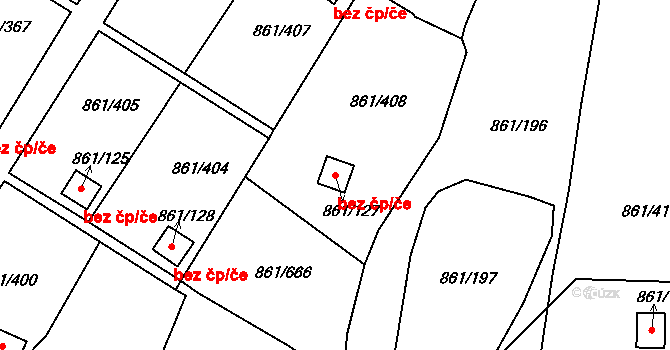 Bílina 45033722 na parcele st. 861/127 v KÚ Bílina-Újezd, Katastrální mapa