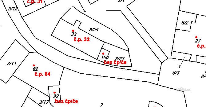 Jeníkov 45085722 na parcele st. 166 v KÚ Jeníkov u Duchcova, Katastrální mapa