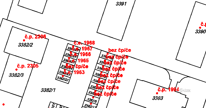 Teplice 45120722 na parcele st. 3382/10 v KÚ Teplice, Katastrální mapa