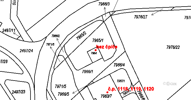 Brno 45612722 na parcele st. 7964 v KÚ Bystrc, Katastrální mapa