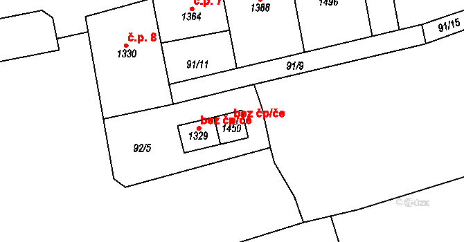 Hrušovany nad Jevišovkou 47481722 na parcele st. 1450 v KÚ Hrušovany nad Jevišovkou, Katastrální mapa