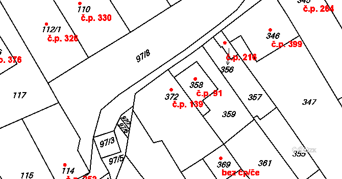 Havřice 139, Uherský Brod na parcele st. 372 v KÚ Havřice, Katastrální mapa