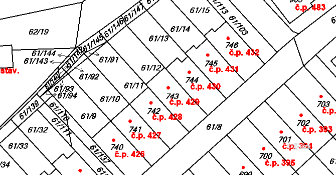 Třemošnice 429 na parcele st. 743 v KÚ Třemošnice nad Doubravou, Katastrální mapa
