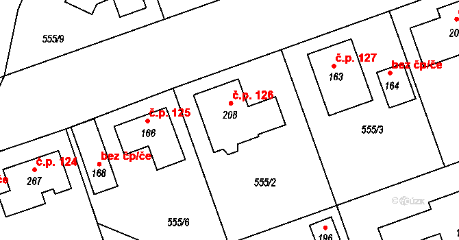Hradišťko I 126, Veltruby na parcele st. 208 v KÚ Hradišťko I, Katastrální mapa