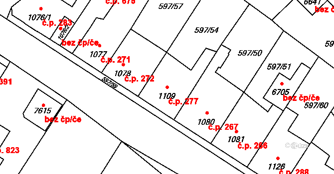 Beroun-Závodí 277, Beroun na parcele st. 1109 v KÚ Beroun, Katastrální mapa