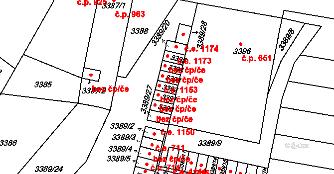 Líšeň 1193, Brno na parcele st. 3392 v KÚ Líšeň, Katastrální mapa