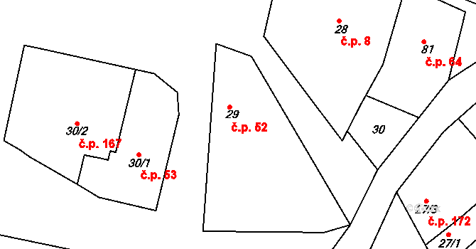 Kojice 52 na parcele st. 29 v KÚ Kojice, Katastrální mapa