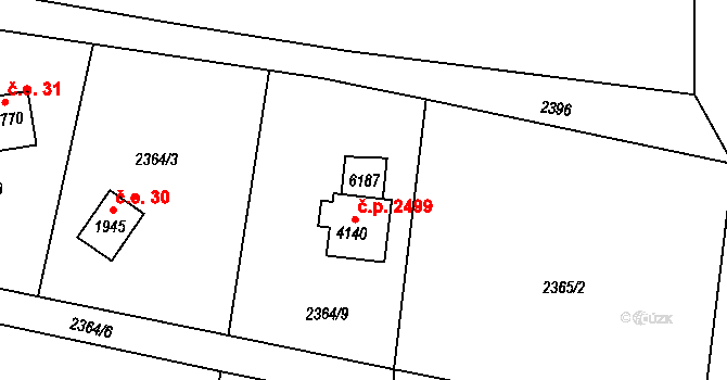 Rožnov pod Radhoštěm 2499 na parcele st. 4140 v KÚ Rožnov pod Radhoštěm, Katastrální mapa