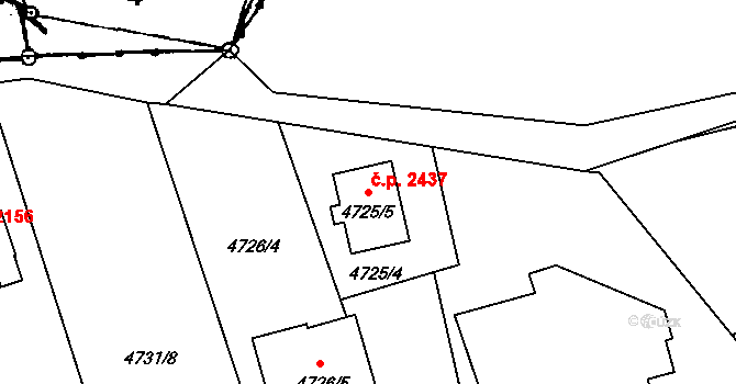 Místek 2437, Frýdek-Místek na parcele st. 4725/5 v KÚ Místek, Katastrální mapa