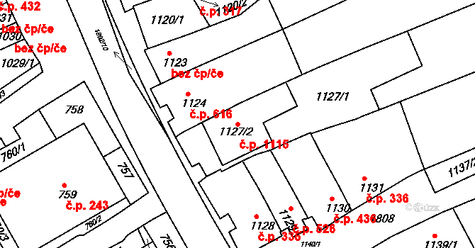 Dolní Bojanovice 1115 na parcele st. 1127/2 v KÚ Dolní Bojanovice, Katastrální mapa