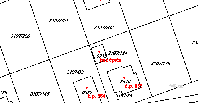 Klatovy 95700722 na parcele st. 6745 v KÚ Klatovy, Katastrální mapa