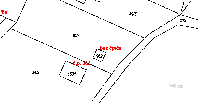 Březová-Oleško 96313722 na parcele st. 962 v KÚ Oleško u Zvole, Katastrální mapa