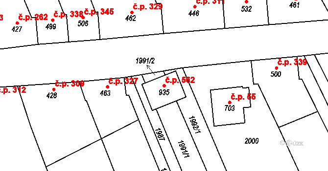 Topolná 562 na parcele st. 935 v KÚ Topolná, Katastrální mapa