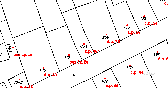 Přerov VIII-Henčlov 181, Přerov na parcele st. 19/3 v KÚ Henčlov, Katastrální mapa