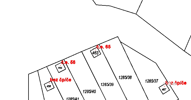 Přibyslavice 65 na parcele st. 463 v KÚ Přibyslavice nad Jihlavou, Katastrální mapa