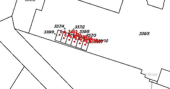 Helenín 3397, Jihlava na parcele st. 339/10 v KÚ Helenín, Katastrální mapa