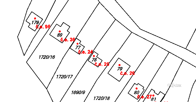Čížov 24 na parcele st. 77 v KÚ Čížov u Jihlavy, Katastrální mapa