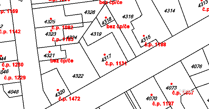 Kročehlavy 1131, Kladno na parcele st. 4317 v KÚ Kročehlavy, Katastrální mapa